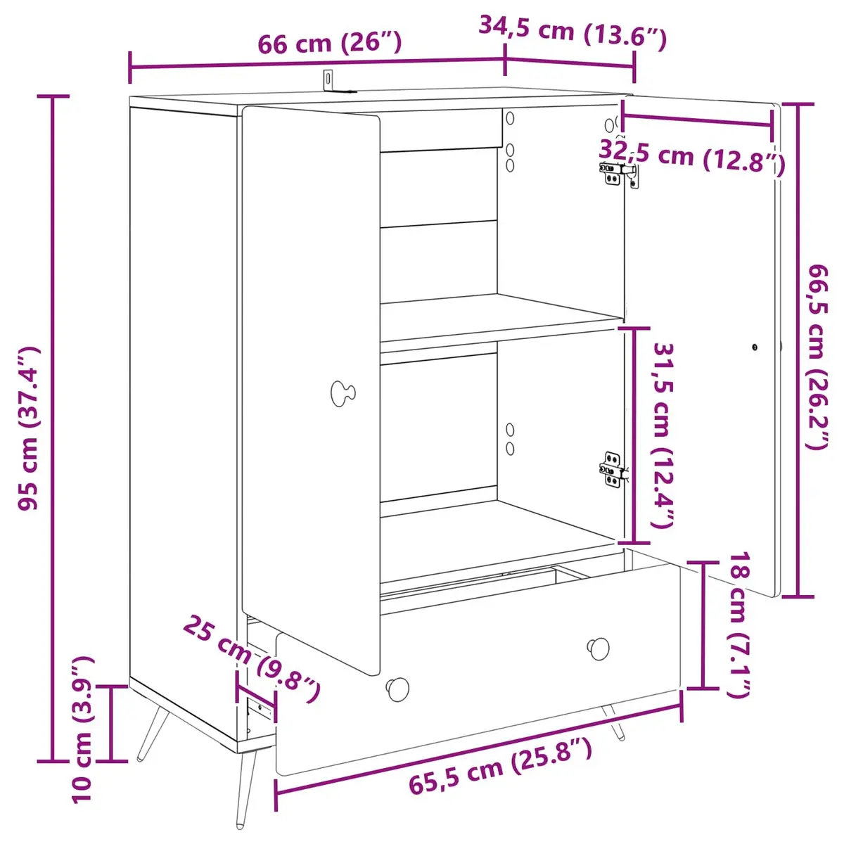 White Sideboard Buffet Cabinet for Storage