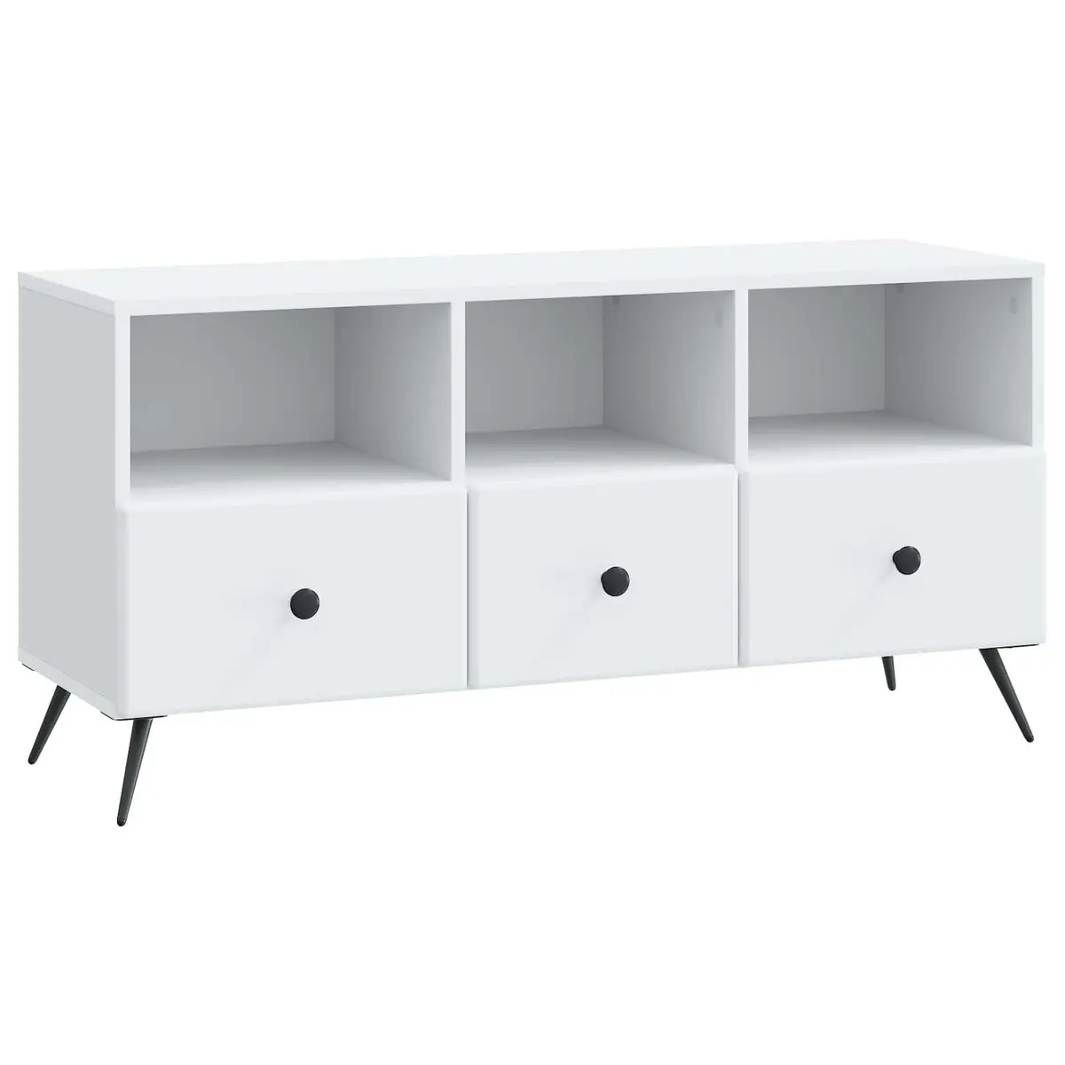 White Engineered Wood TV Cabinet with Storage