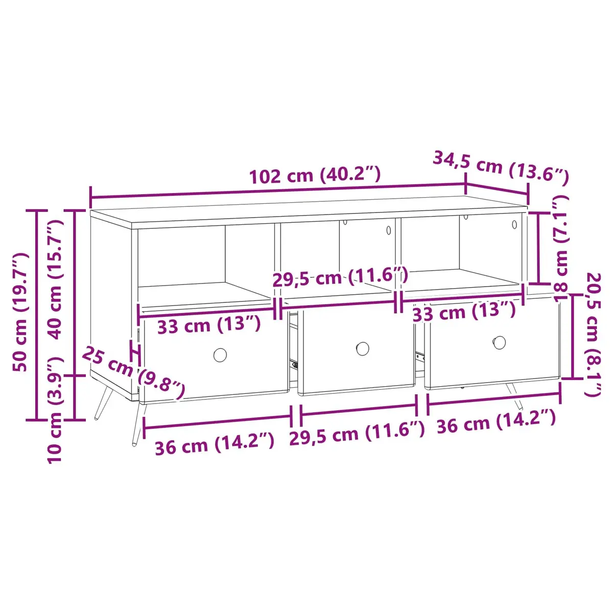 White Engineered Wood TV Cabinet with Storage