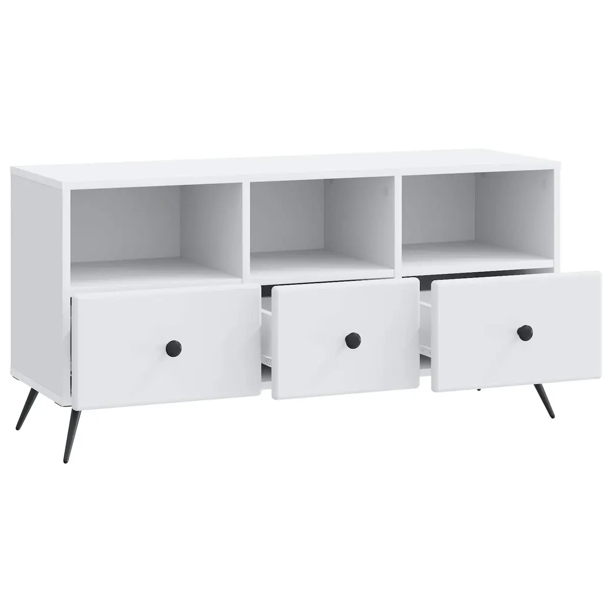 White Engineered Wood TV Cabinet with Storage