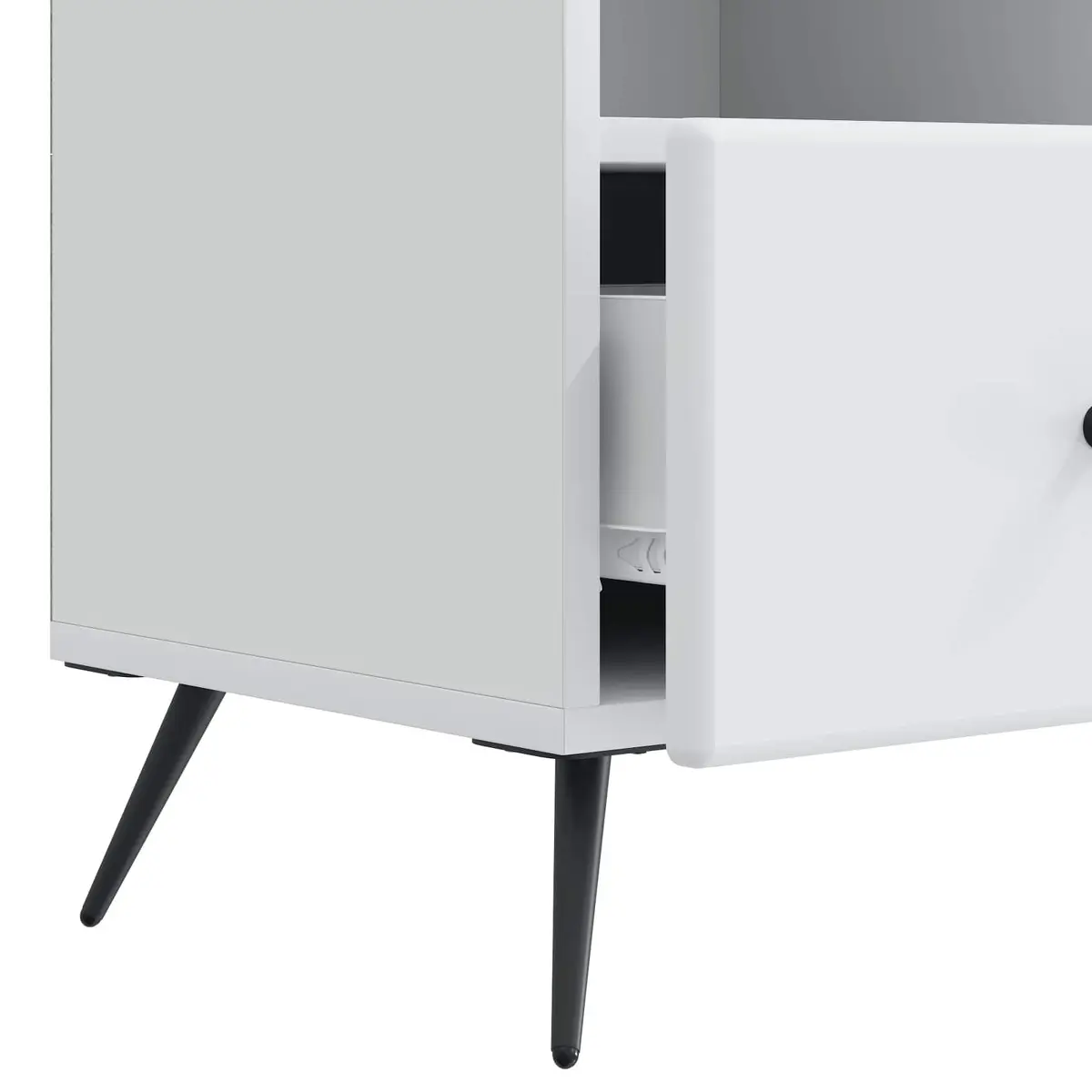 White Engineered Wood TV Cabinet with Storage