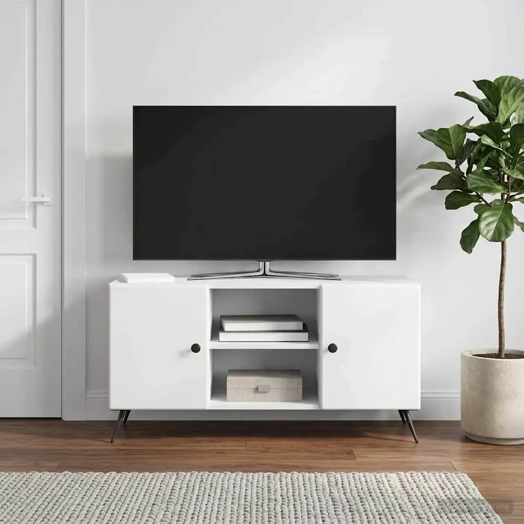 White Engineered Wood TV Cabinet 102 x 34.5 x 50 cm