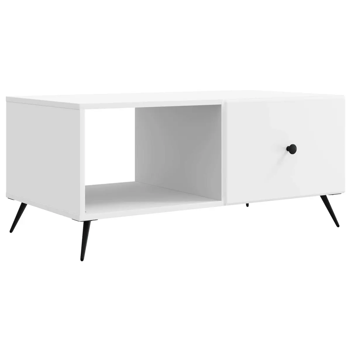 Coffee Table White Rectangular Living Room Storage Engineered Wood Accent