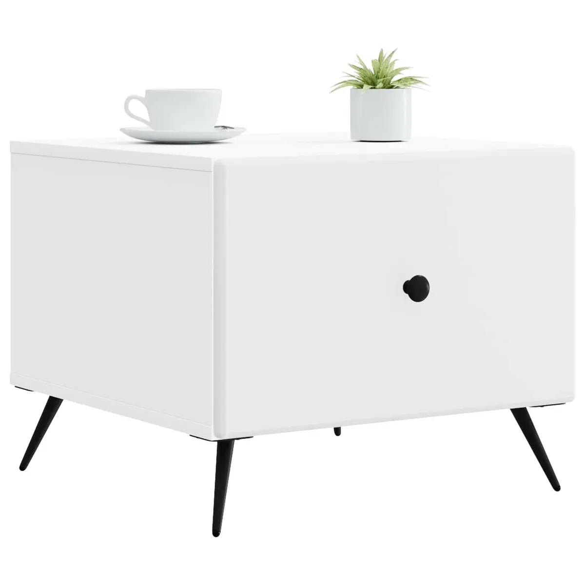 White Rectangular Coffee Table with Drawer for Living Spaces