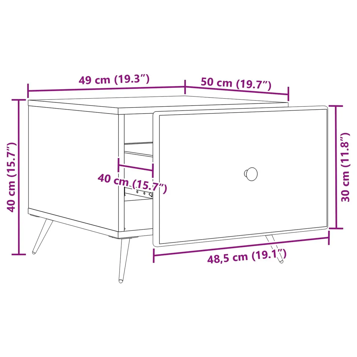 White Rectangular Coffee Table with Drawer for Living Spaces