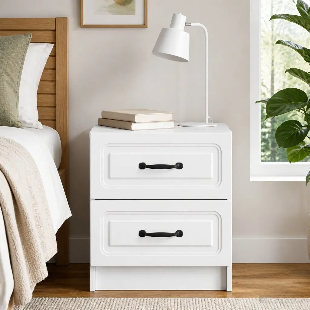 Vintage White Bedside Cabinet with Ample Storage
