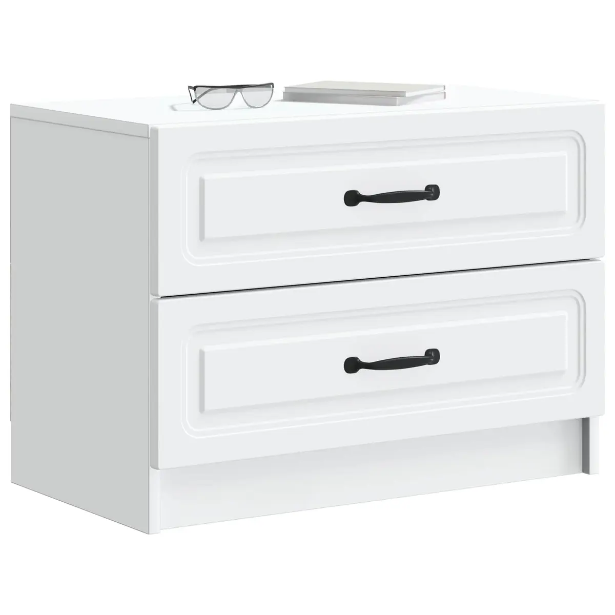 White Bedside Cabinet with Multiple Drawers