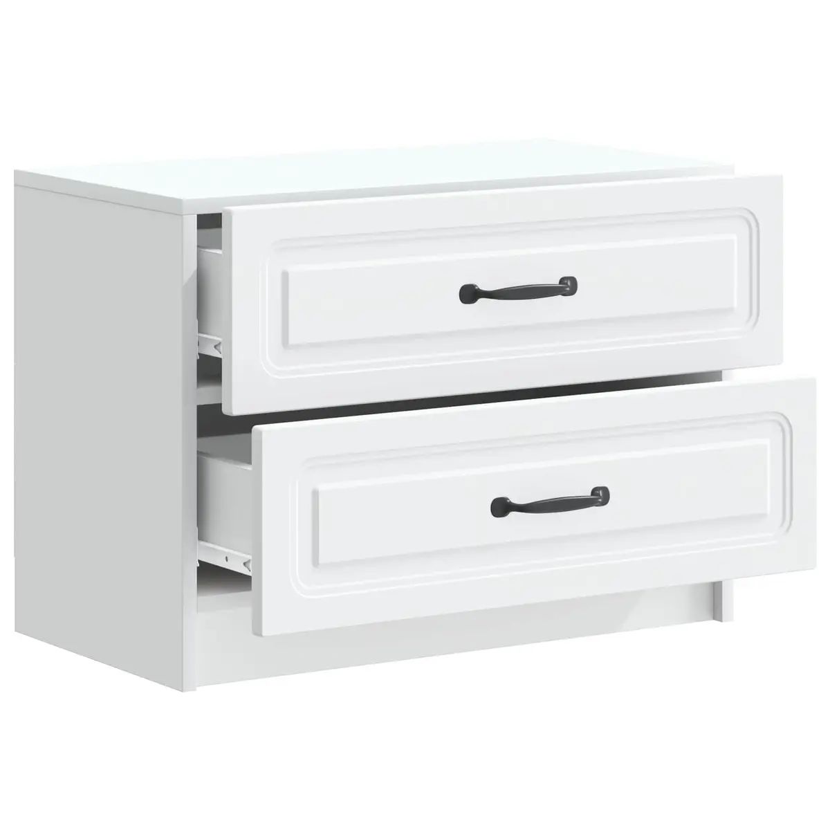 White Bedside Cabinet with Multiple Drawers