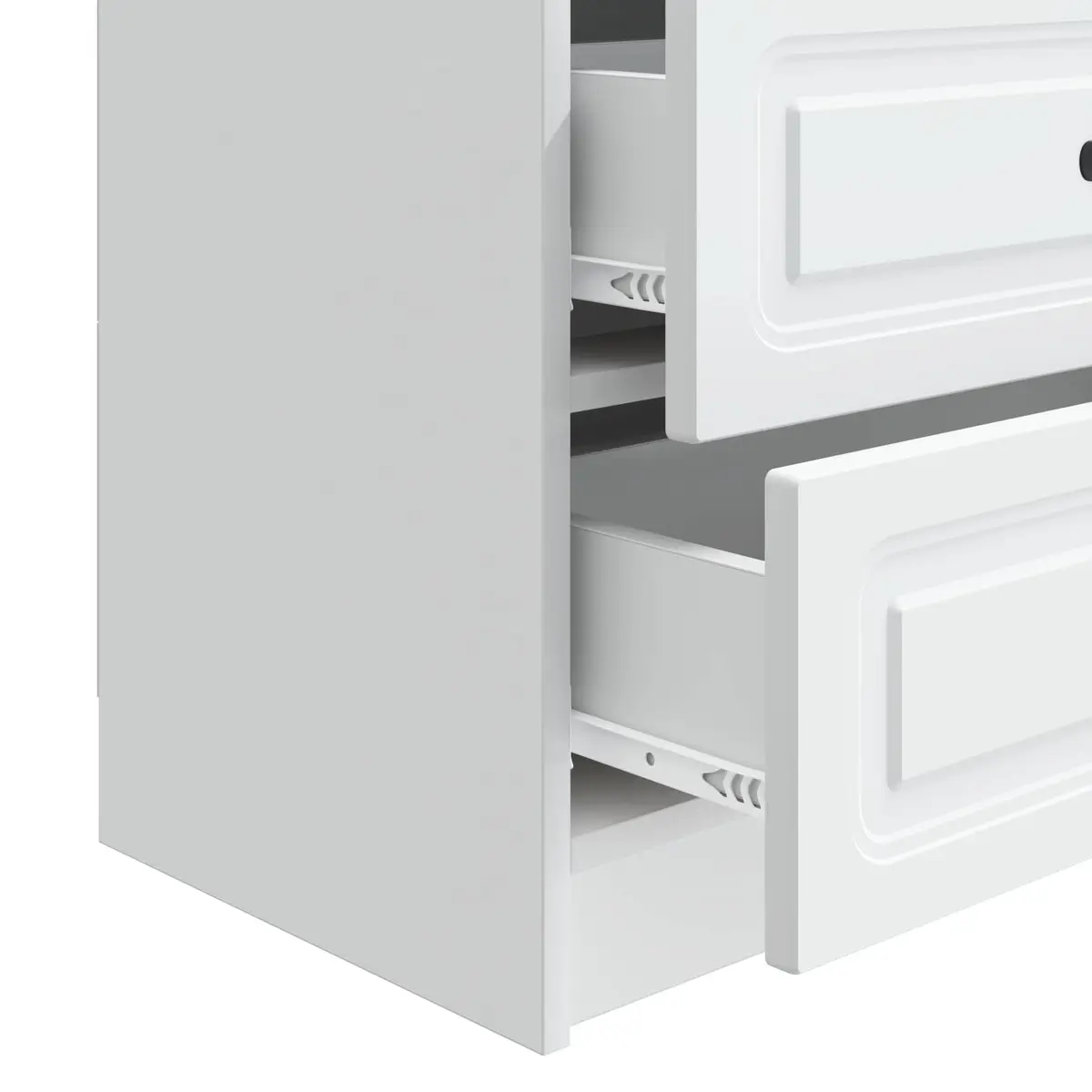White Bedside Cabinet with Multiple Drawers