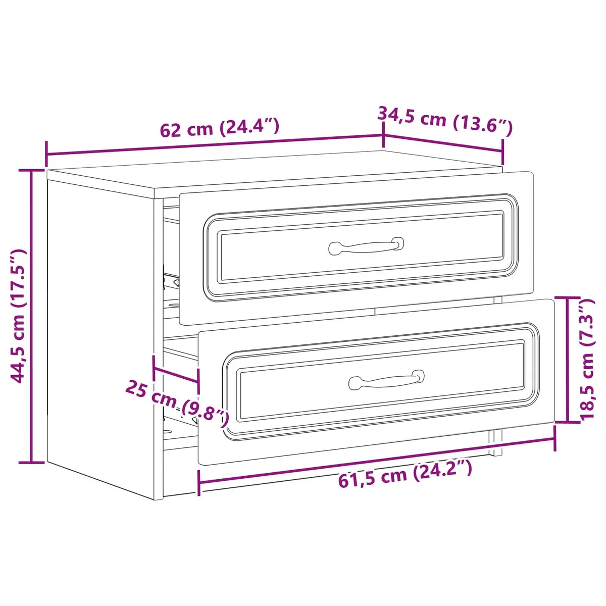 White Bedside Cabinet with Multiple Drawers