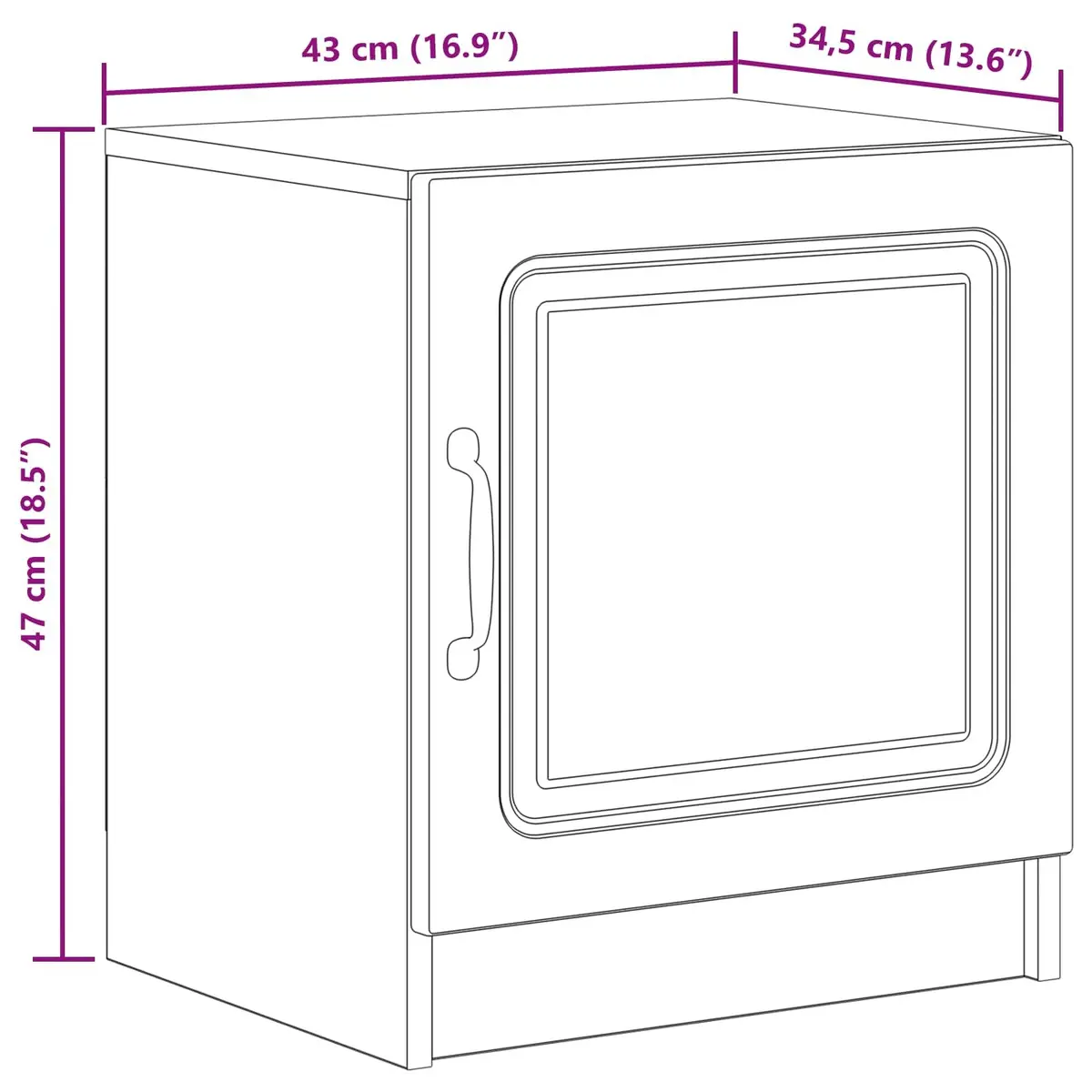 White Bedside Cabinet with Swing Hinge Doors
