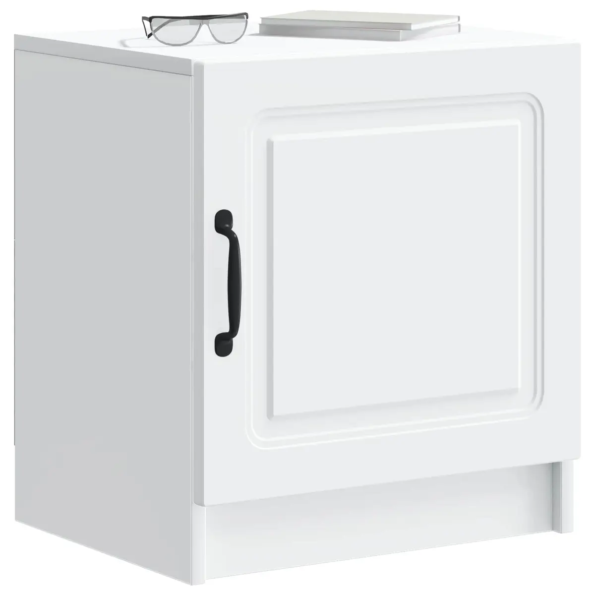 White Bedside Cabinet with Swing Hinge Doors