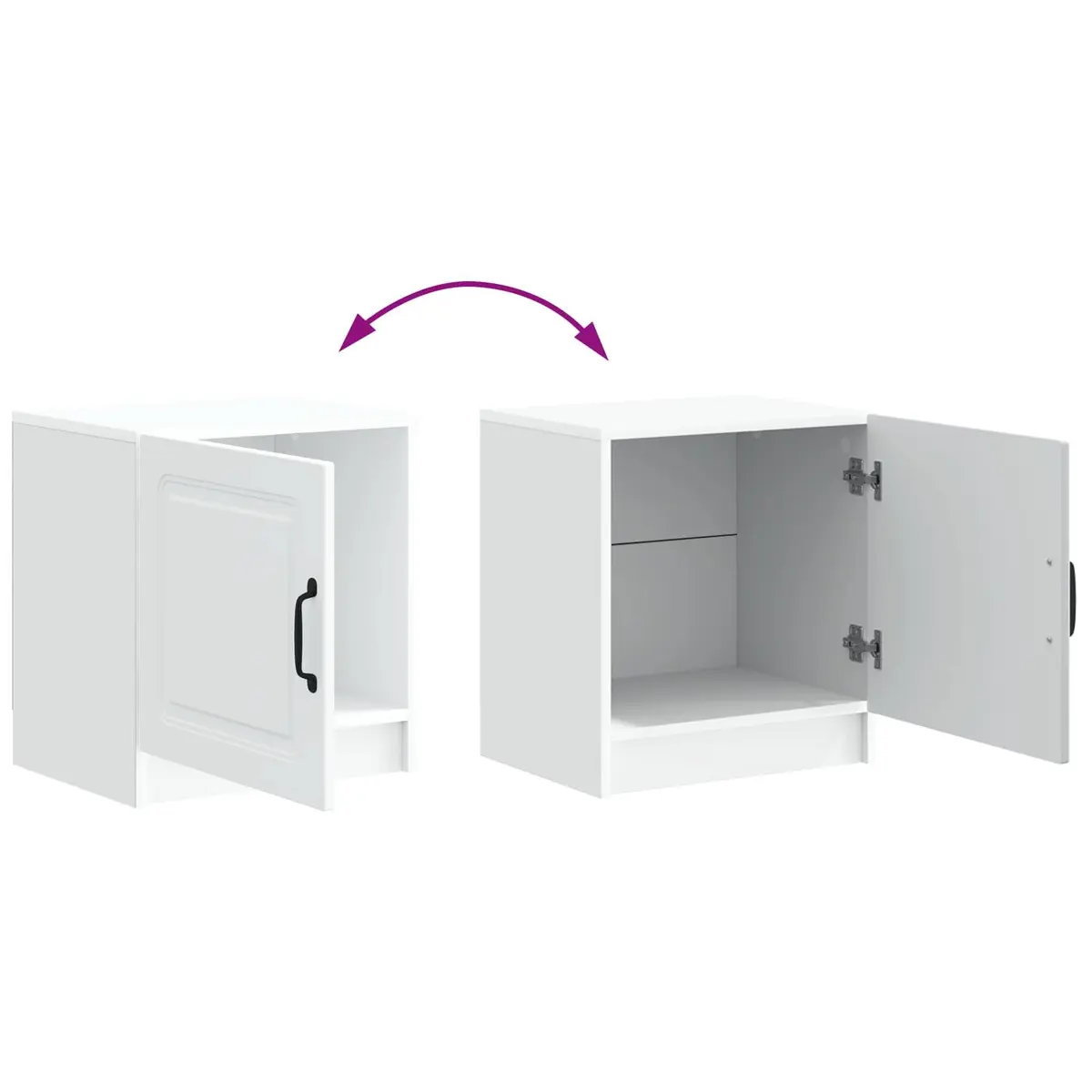 White Bedside Cabinet with Swing Hinge Doors