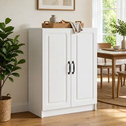 White Sideboard Storage Cabinet Buffet Engineered Wood Living Room Dining