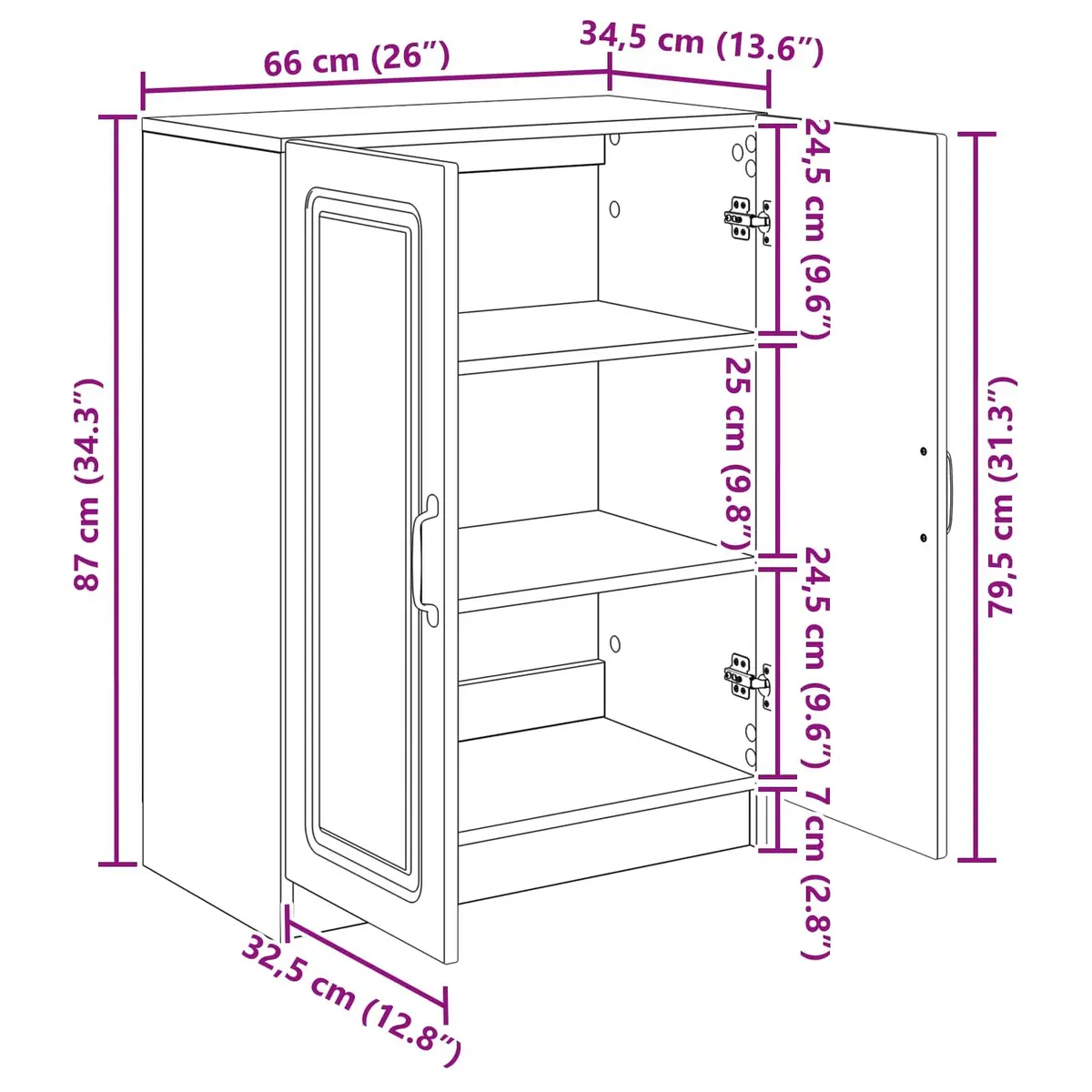 White Sideboard Storage Cabinet Buffet Engineered Wood Living Room Dining