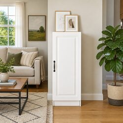 White Sideboard Storage Cabinet with Adjustable Features