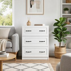 Stylish White Drawer Cabinet with Engineered Wood Build