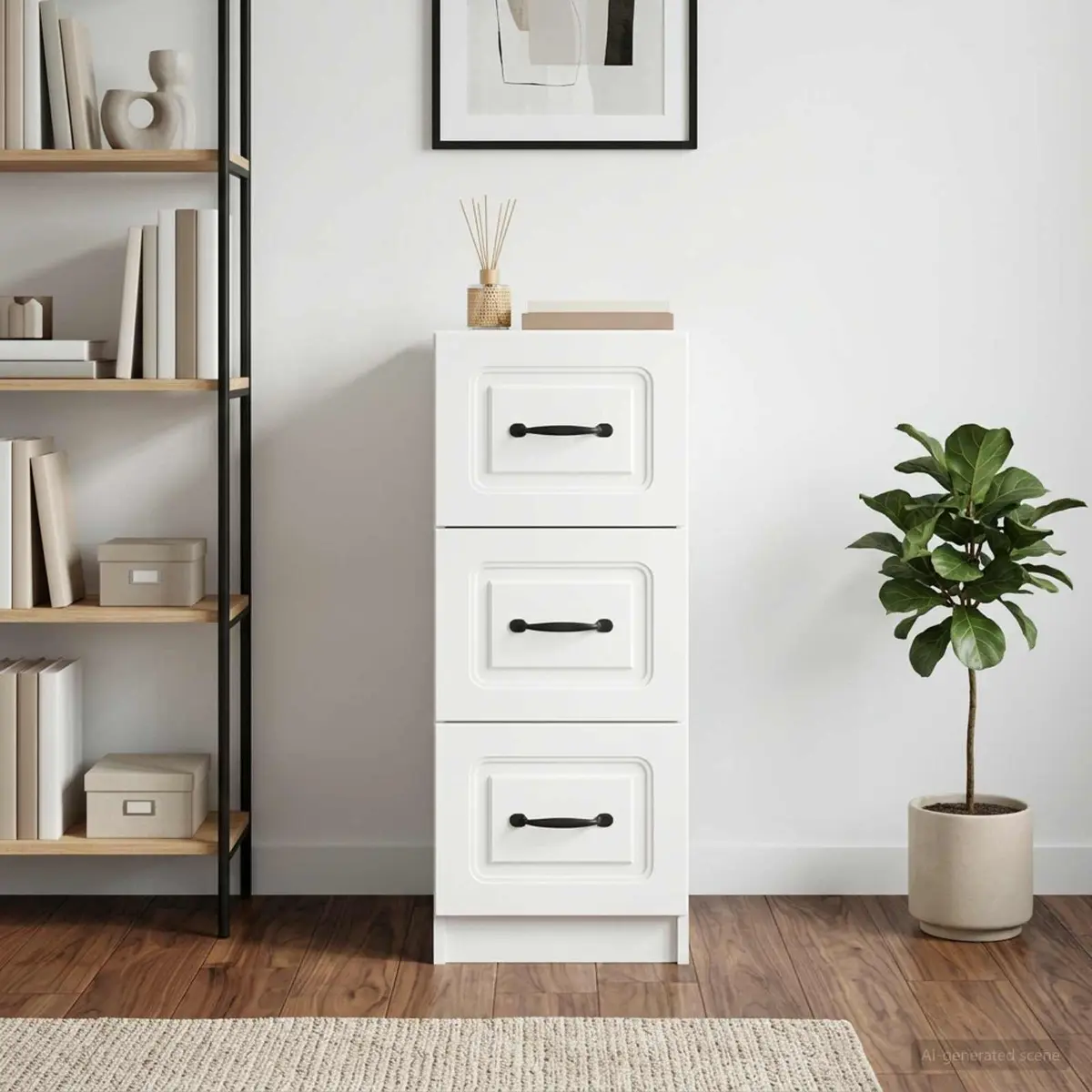 Drawer Cabinet Engineered Wood 33 x 34.5 x 87 cm White