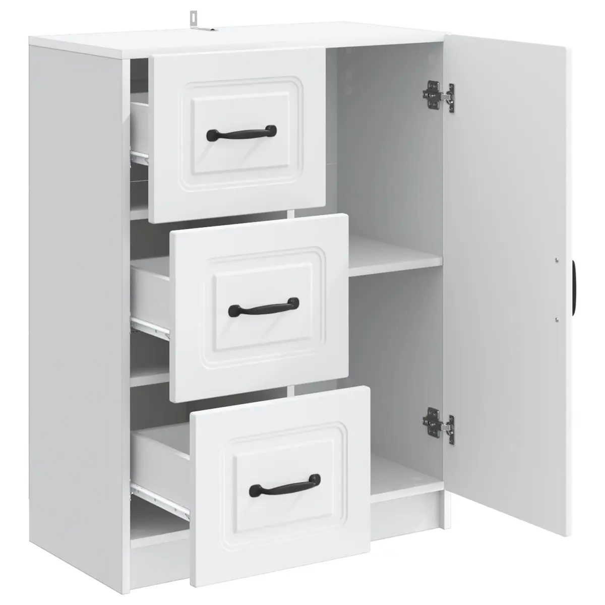 White Sideboard Storage Cabinet 66cm Modern Engineered Wood Buffet Living Room