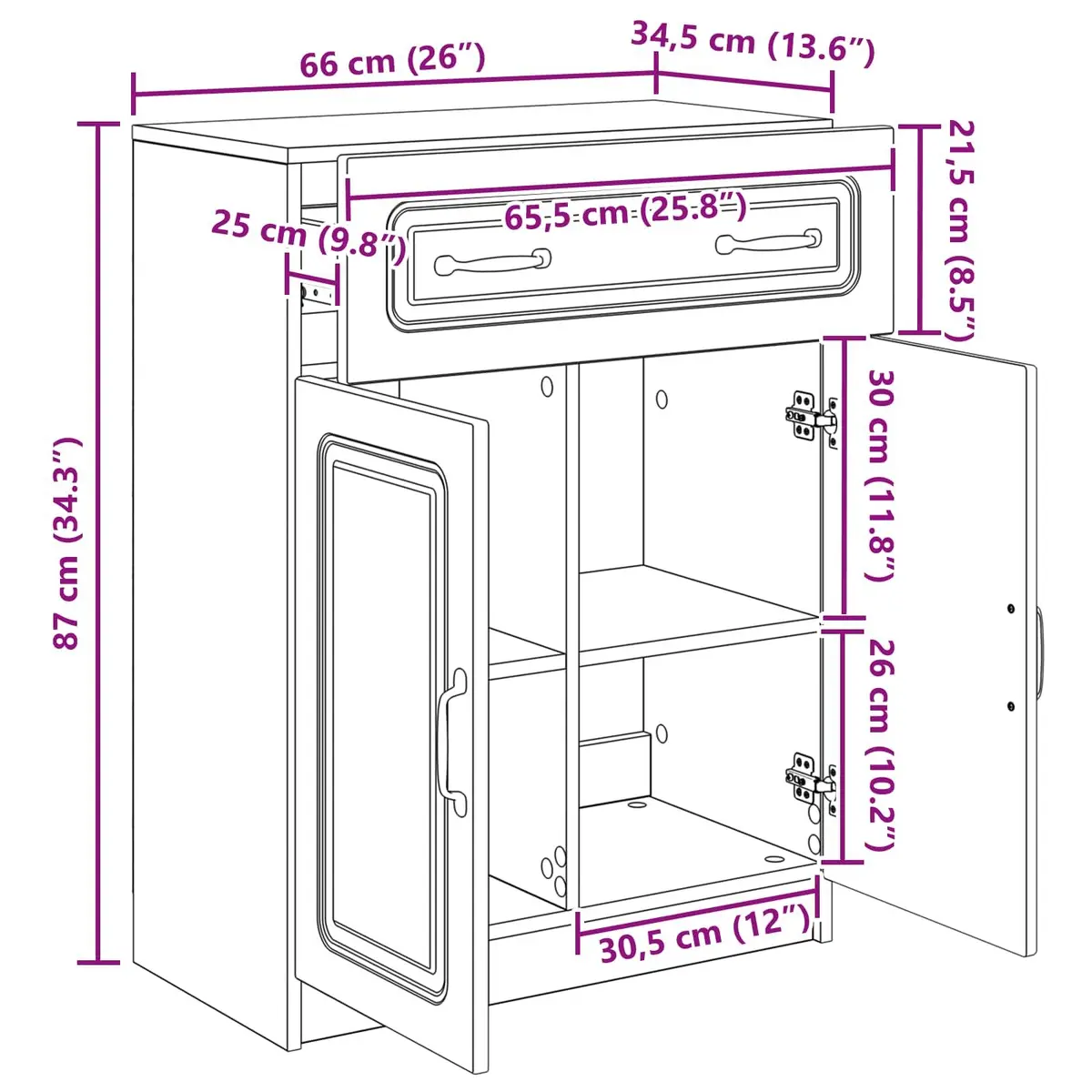 White Sideboard Storage Cabinet for Living Spaces