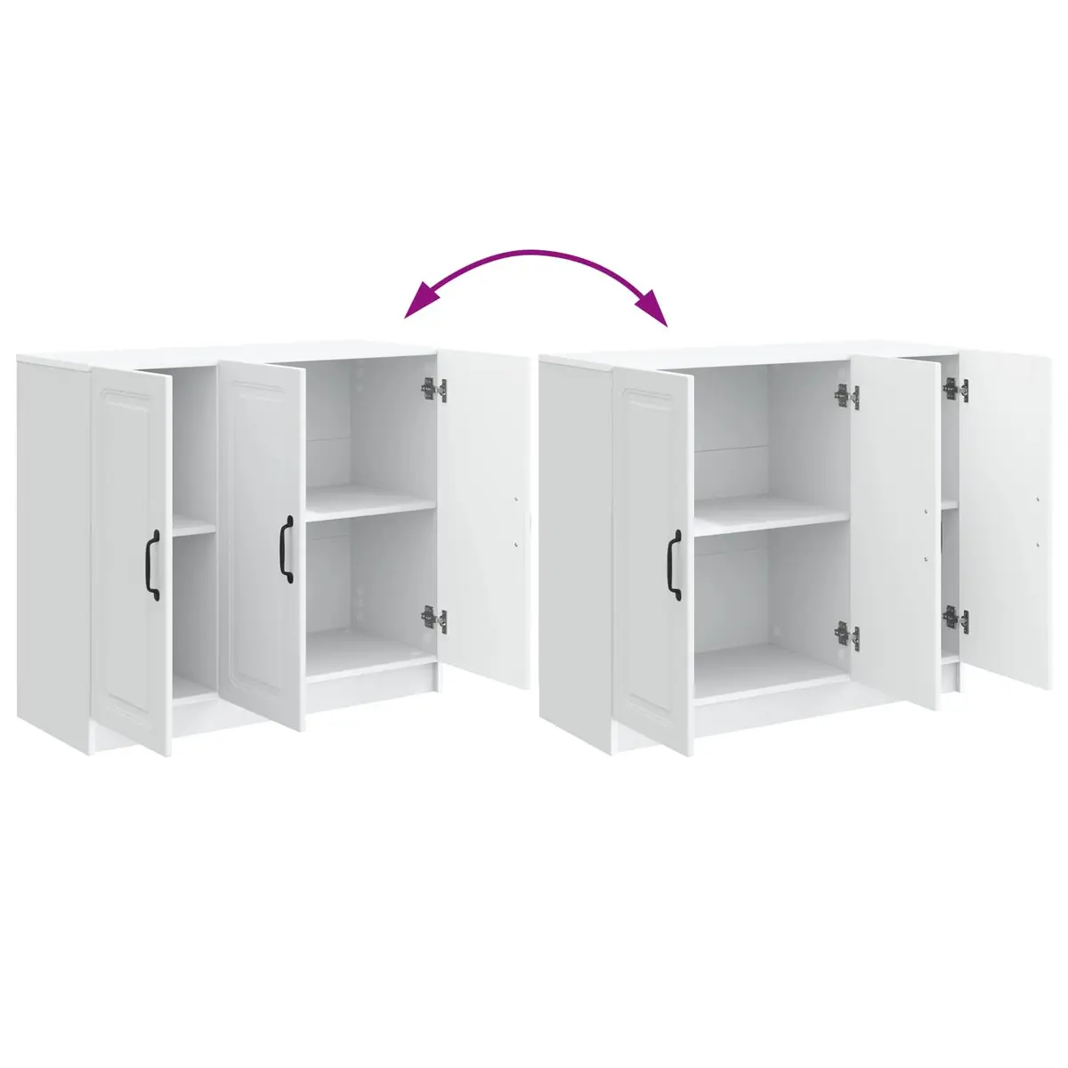 White Engineered Wood Sideboard Storage Cabinet