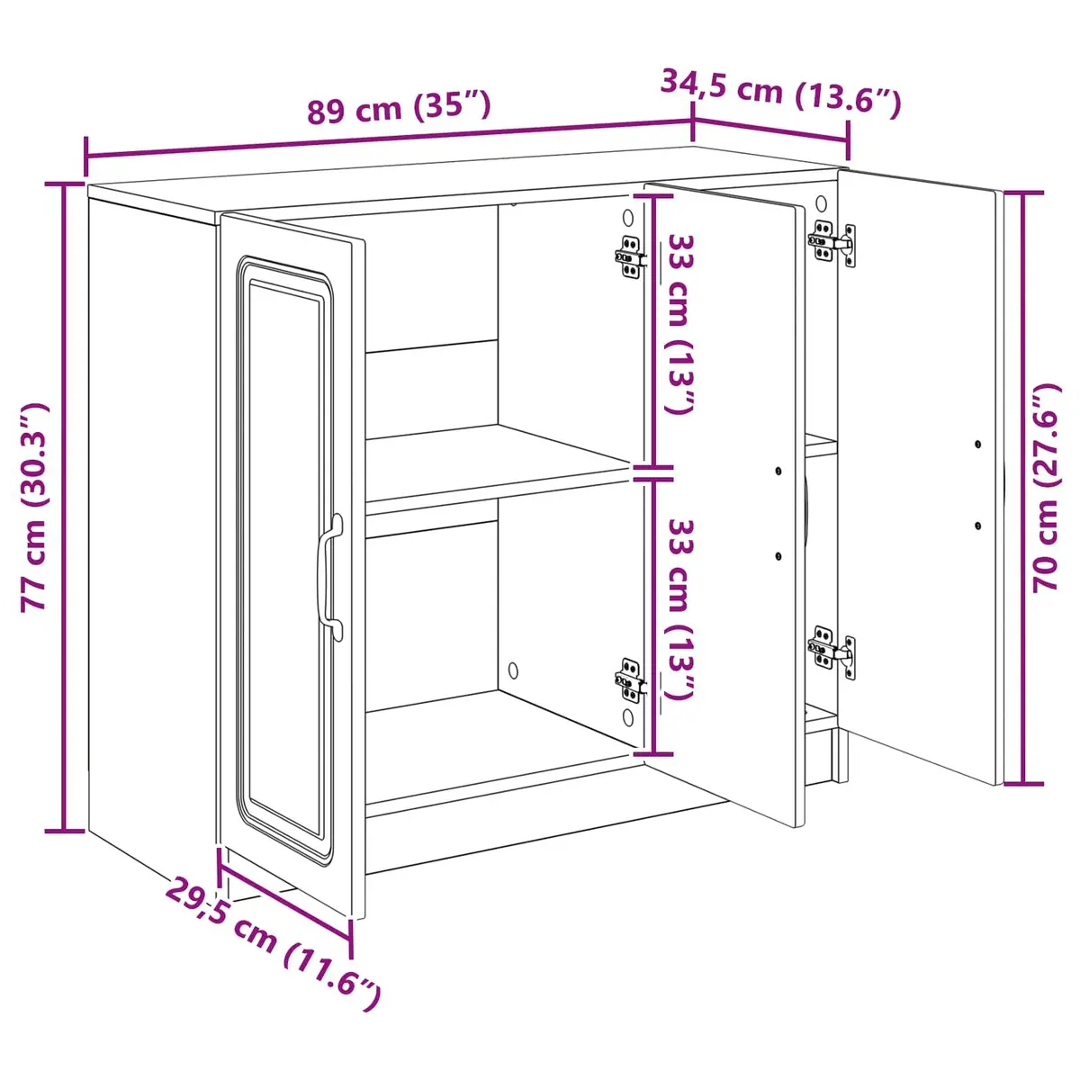 White Engineered Wood Sideboard Storage Cabinet