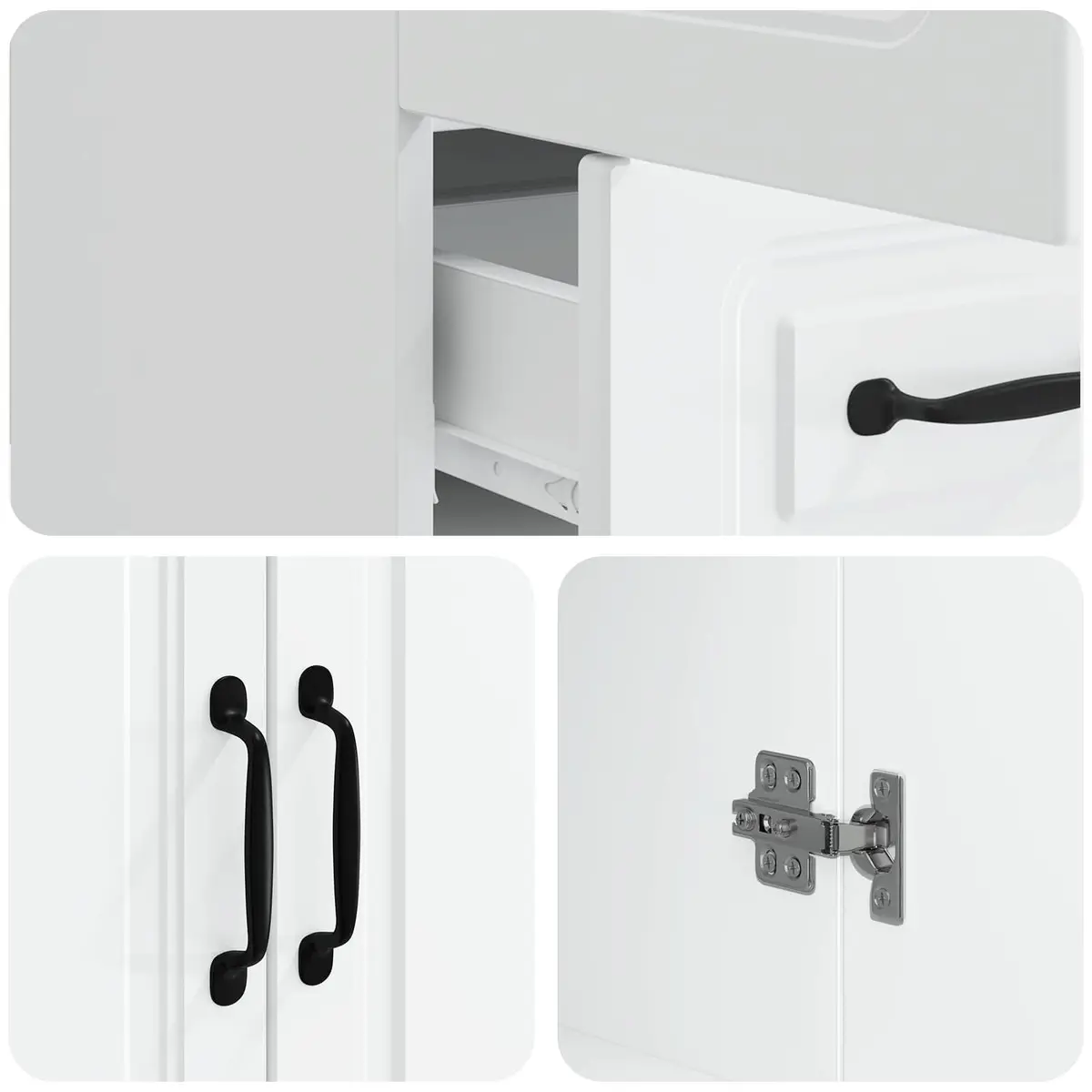 White Sideboard Storage Cabinet 66x34.5x92cm
