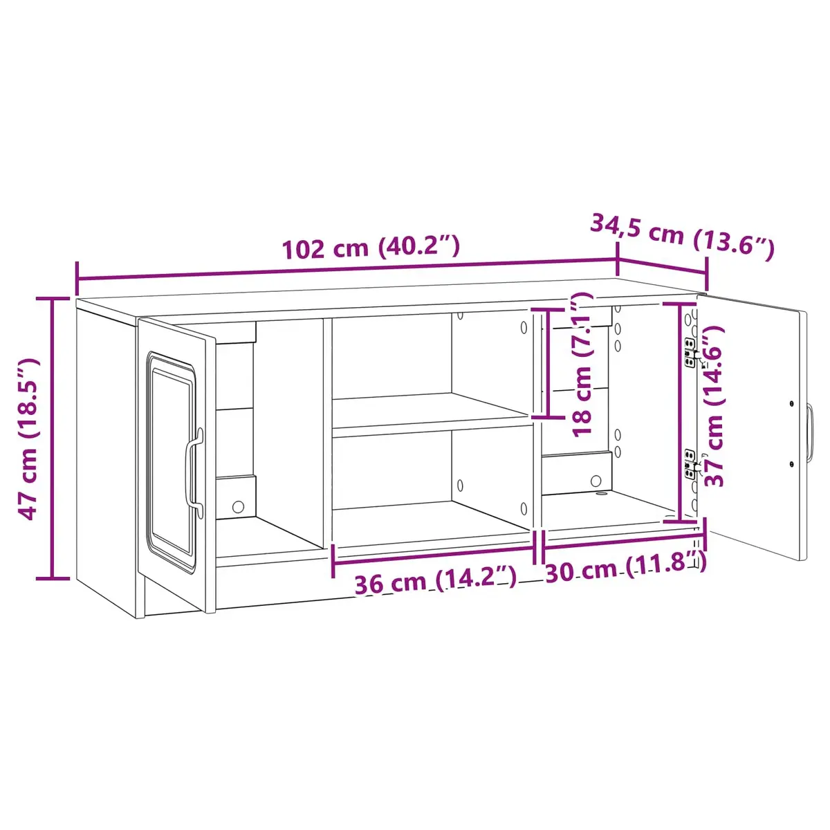 TV Cabinet White Modern Engineered Wood Media Storage Unit Living Room Furniture