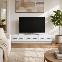 Stylish White TV Cabinet with Drawer for Modern Spaces