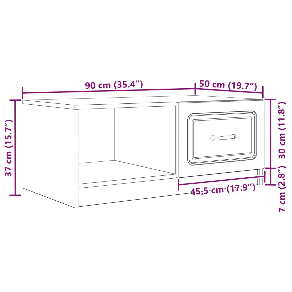 Coffee Table Engineered Wood 90 x 50 x 37 cm White