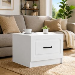 Coffee Table with Storage Drawer White Modern Accent Living Room Furniture