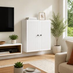 High-Quality White Engineered Wood Wall-Mounted Storage Cabinet