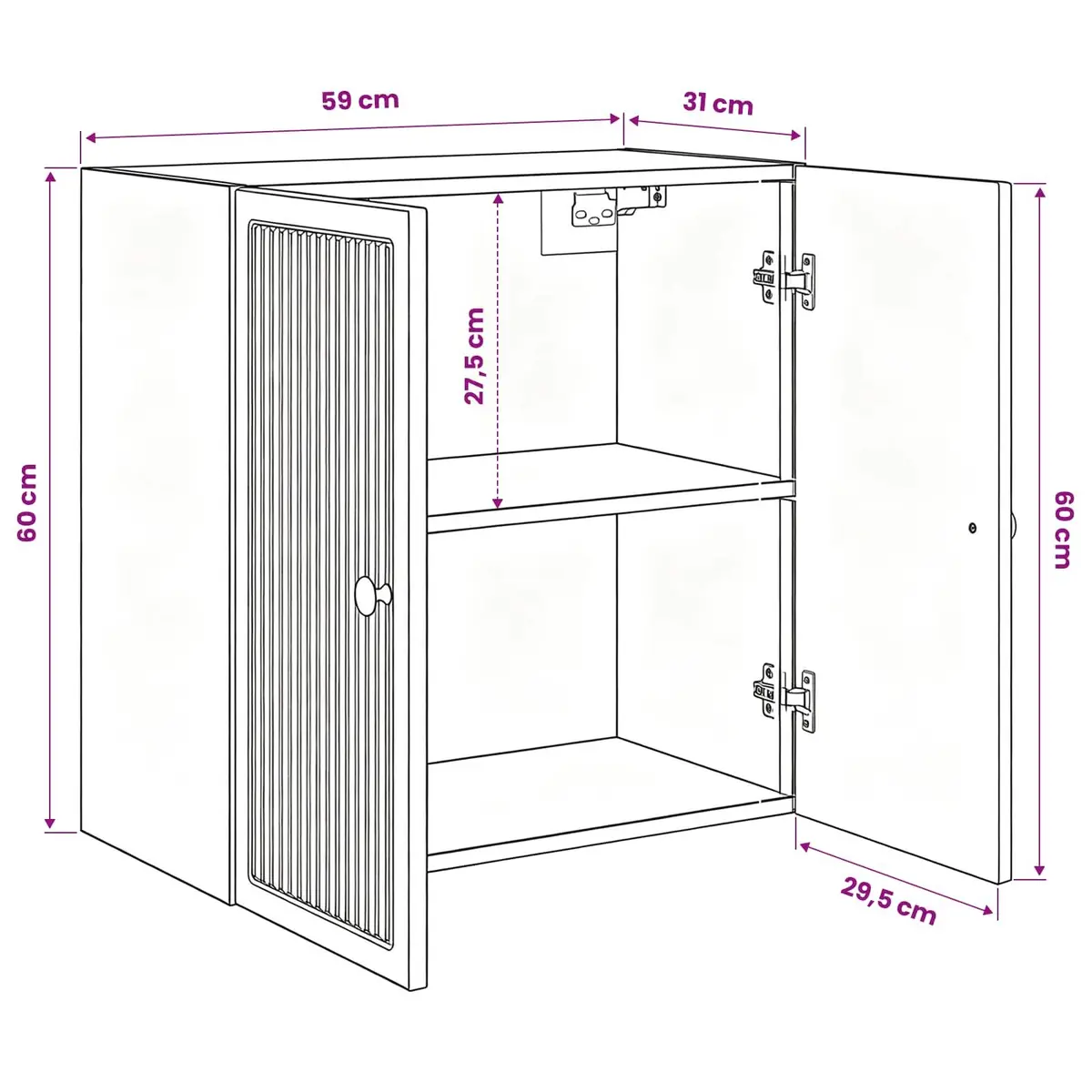 Wall-Mounted Storage Cabinet Engineered Wood 59 x 31 x 60 cm White