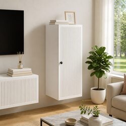 Durable Wall-Mounted Storage Cabinet in White