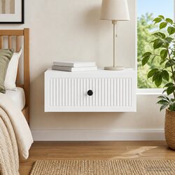 White Bedside Cabinet - Engineered Wood Nightstand