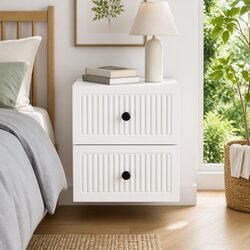 Wall-Mounted Bedside Cabinet Storage Organiser Bedroom Furniture White