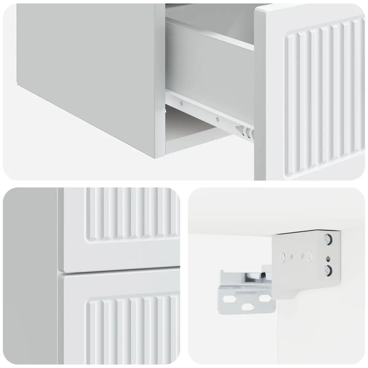 Wall-Mounted Bedside Cabinet in White