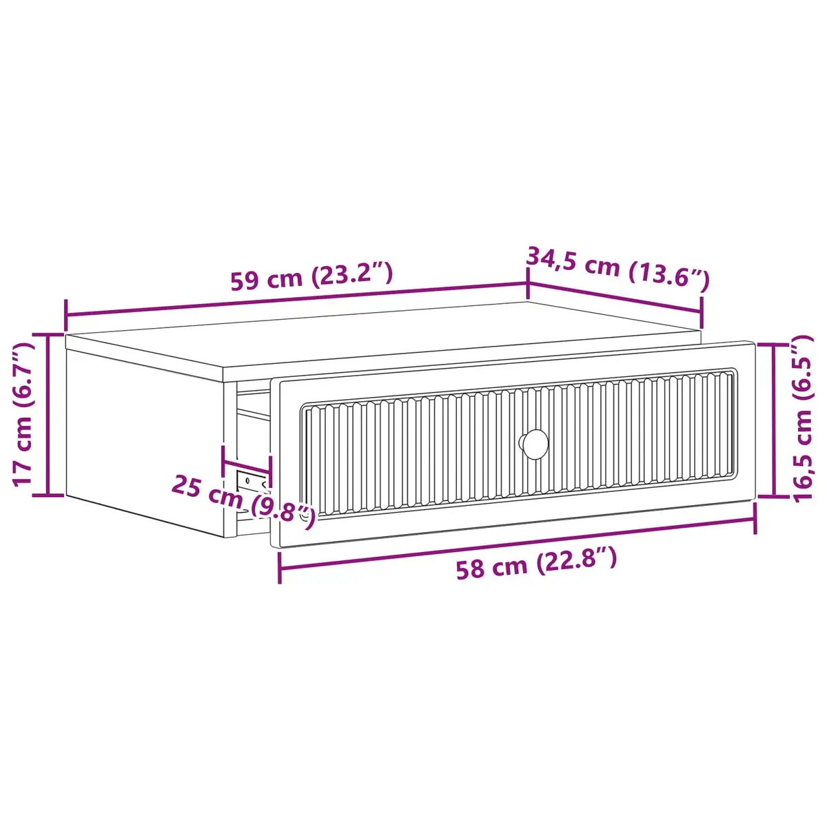 Wall-Mounted Side Table in White for Storage
