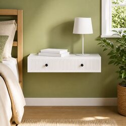 Wall-Mounted Side Table Storage Cabinet White 87.5cm Modern Living Room