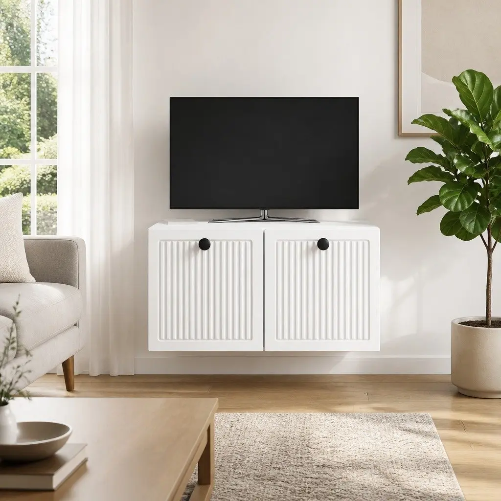 Wall-Mounted TV Cabinet in White