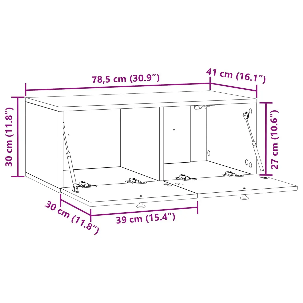 Wall-Mounted TV Cabinet Engineered Wood 78.5cm White
