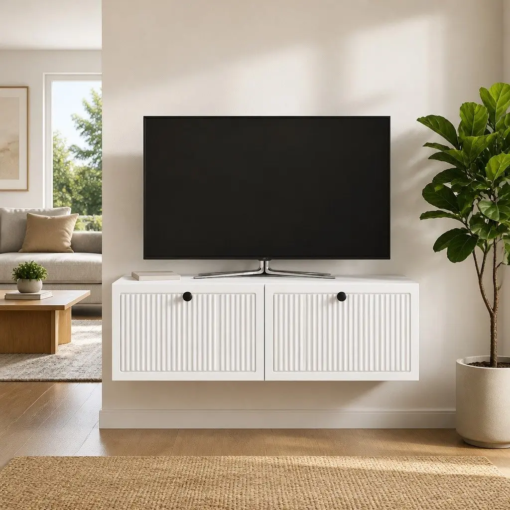 Wall-Mounted TV Cabinet Engineered Wood 98cm White