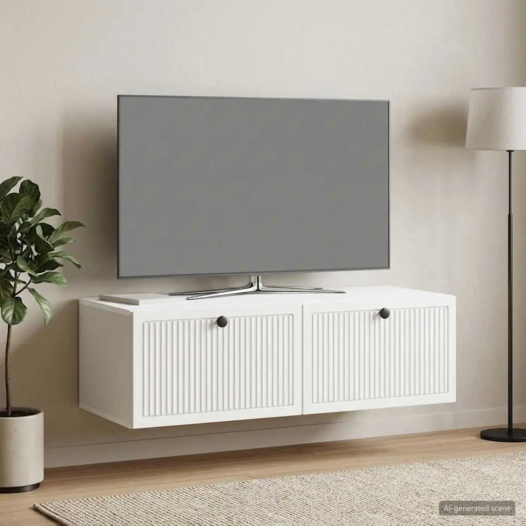 Wall-Mounted TV Cabinet Engineered Wood 98cm White