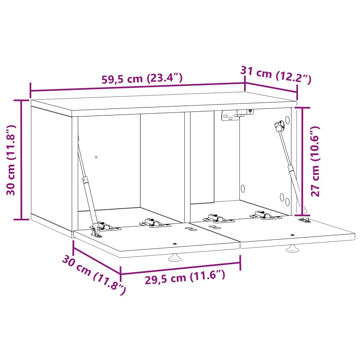Wall-Mounted TV Cabinet Engineered Wood 59.5 x 31 x 30 cm White