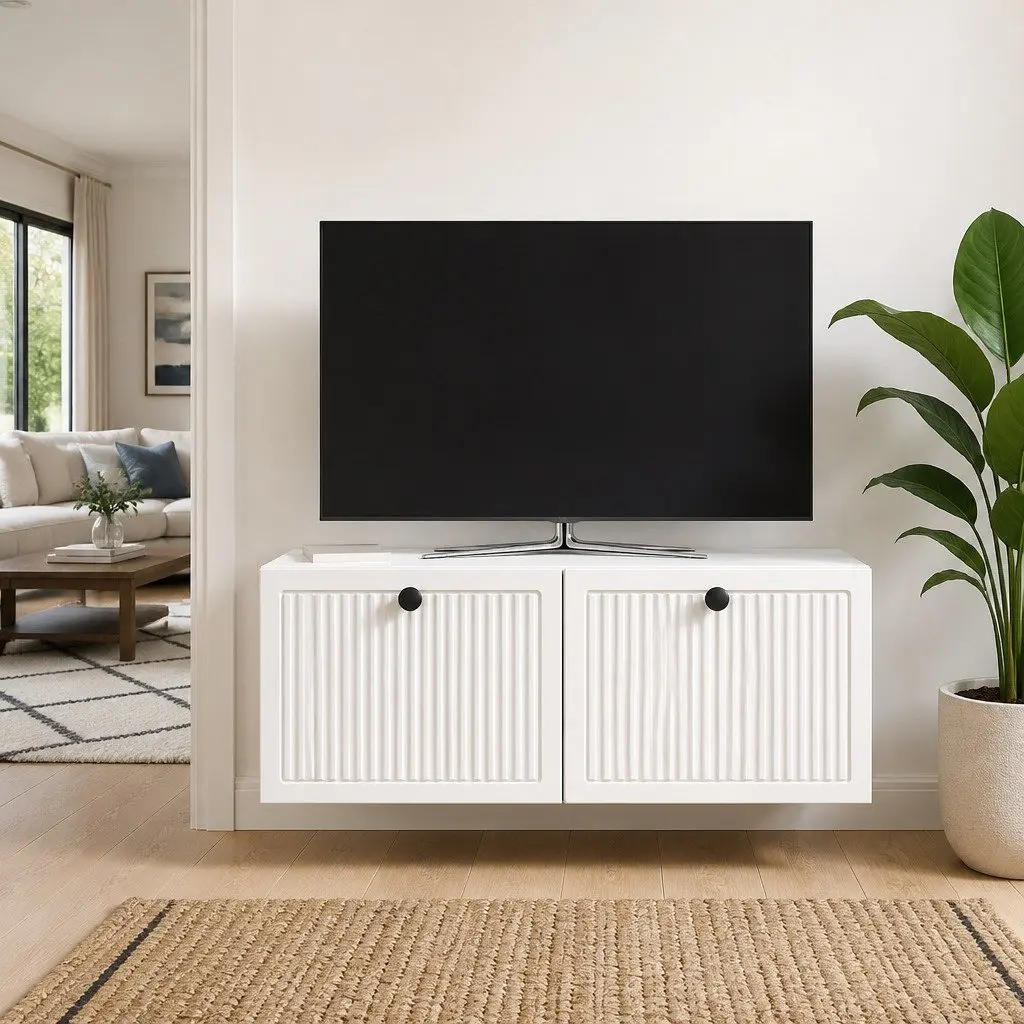 Wall-Mounted TV Cabinet in White