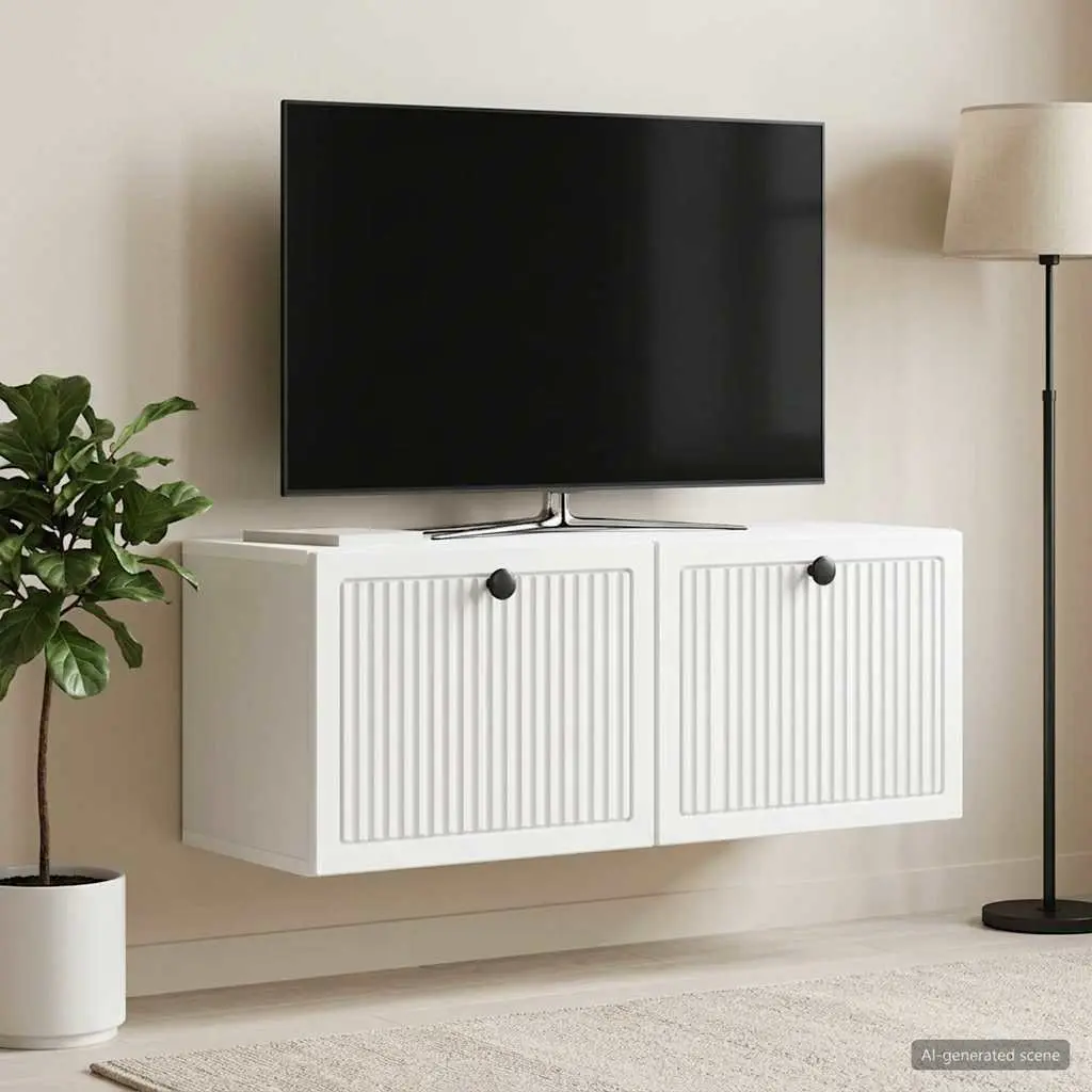 Wall-Mounted TV Cabinet in White