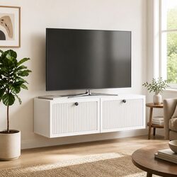 Stylish Wall-Mounted TV Cabinet in White for Storage