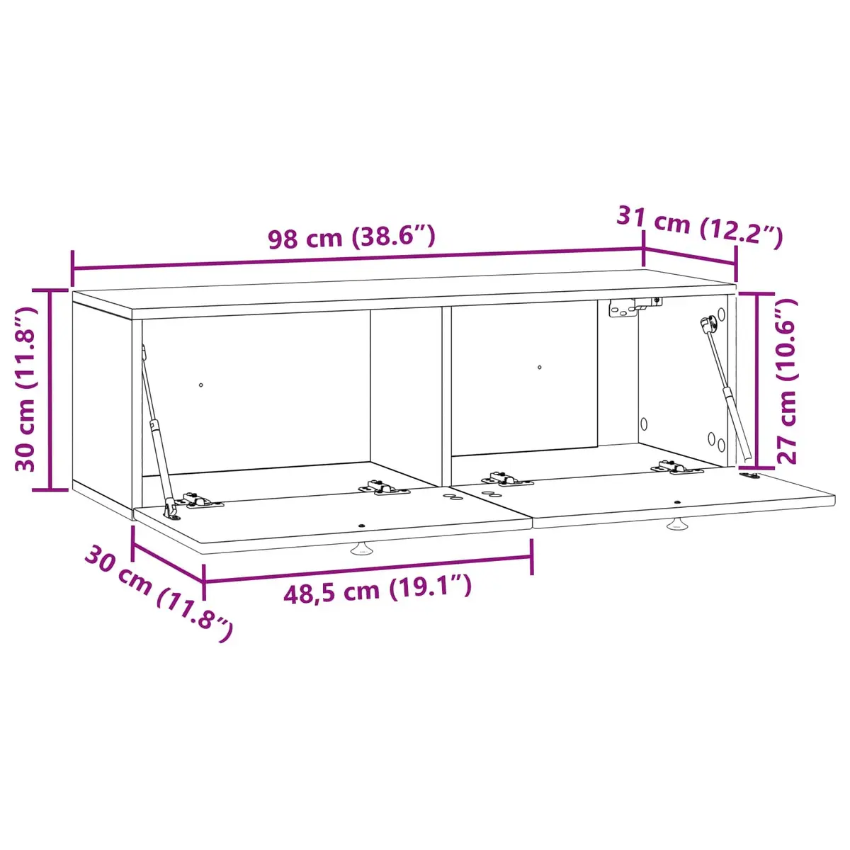 Wall-Mounted TV Cabinet in White for Storage