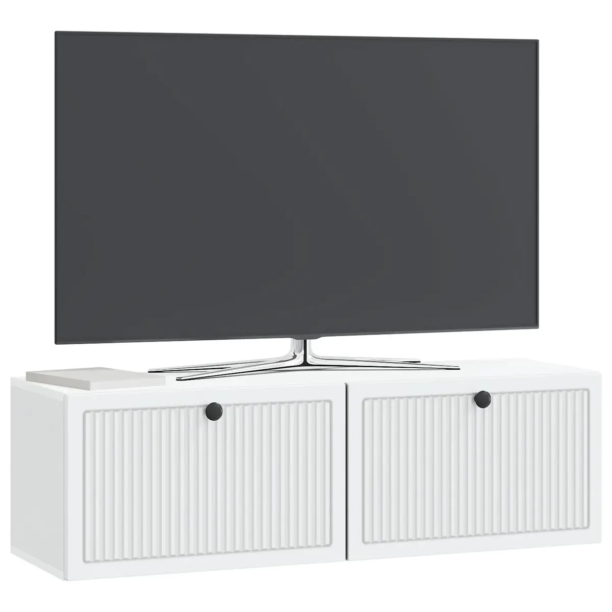 Wall-Mounted TV Cabinet in White for Storage