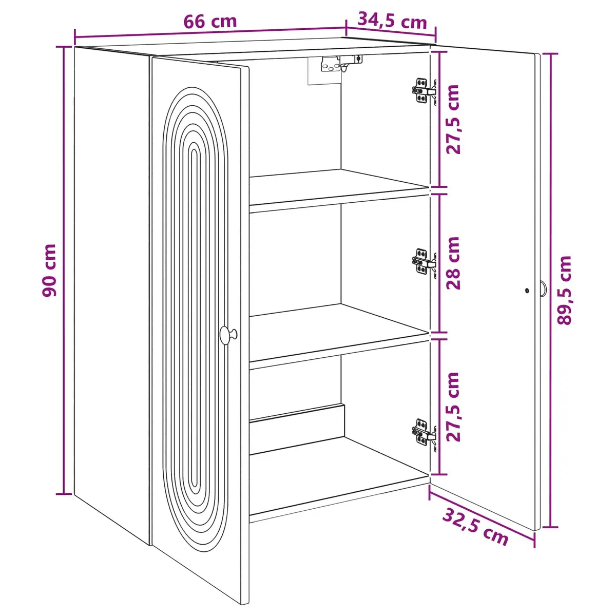 Wall-Mounted Storage Cabinet Engineered Wood 66x34.5x90cm White